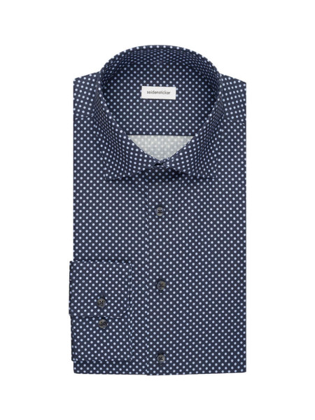 Chemise Seidensticker SLIM TWILL bleu foncé avec col Business Kent en coupe étroite