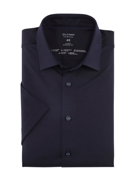 Camicia Olymp LUXOR modern fit JERSEY blu scuro con Nuovo Kent collar in taglio moderno