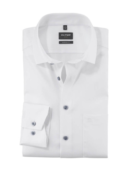 Chemise Olymp LUXOR modern fit FAUX UNI blanc avec col Global Kent en coupe moderne