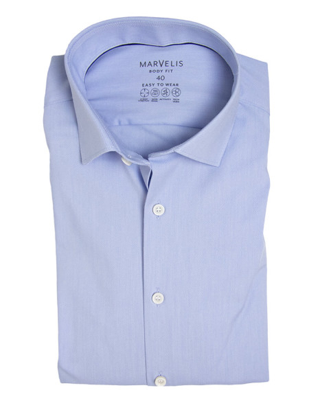 Camicia Marvelis BODY FIT PERFORMANCE azzurro con Kent moderno collar in taglio stretto