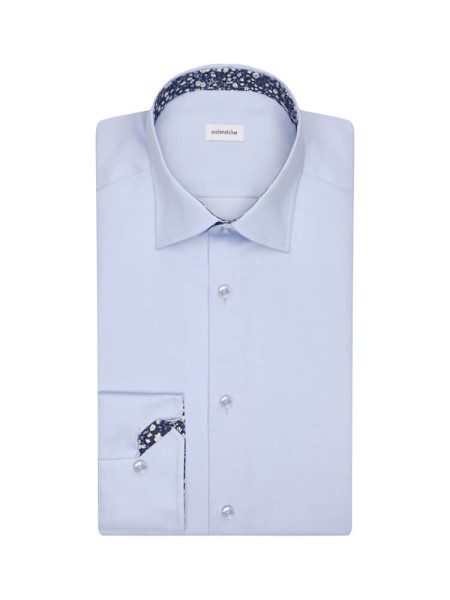 Chemise Seidensticker MODERN TWILL bleu clair avec col Business Kent en coupe moderne