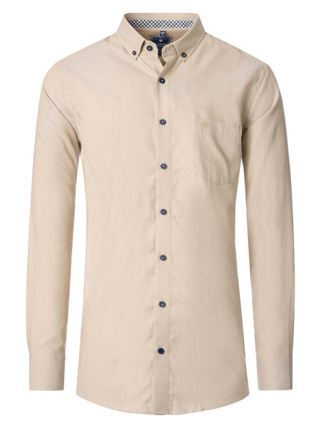 Camicia Redmond COMFORT FIT BELLE OXFORD beige con Button Down collar in taglio classico