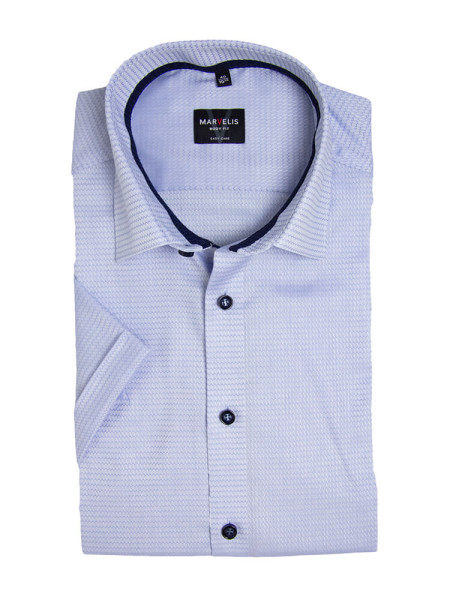 Chemise Marvelis BODY FIT STRUCTURE bleu clair avec col New York Kent en coupe étroite