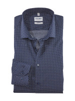 Camicia Olymp LEVEL 5 PRINT blu scuro con Kent moderno collar in taglio stretto